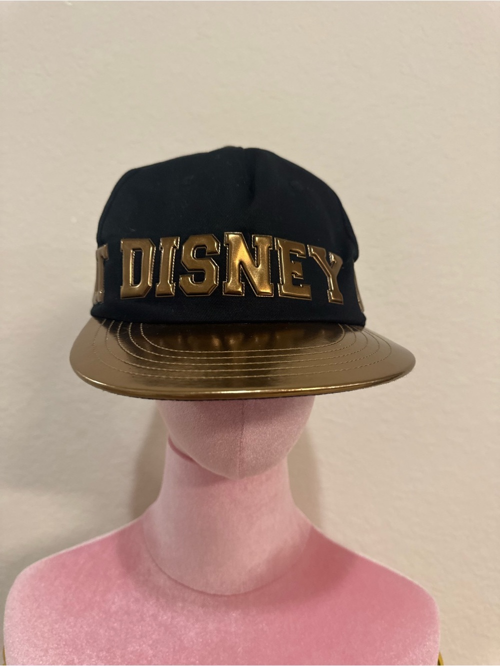 Disney adult Black Cap with Metallic Gold Brim and Lettering